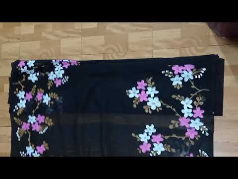 Hand paint black saree.