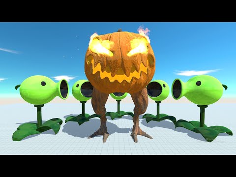 999 Peashooter vs Pumkin Lantern Halloween - Animal Revolt Battle Simulator