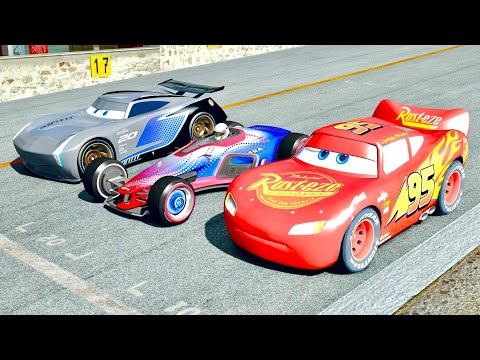 Lightning McQueen vs TrackMania Car vs Jackson Storm - Drag Race 10 KM