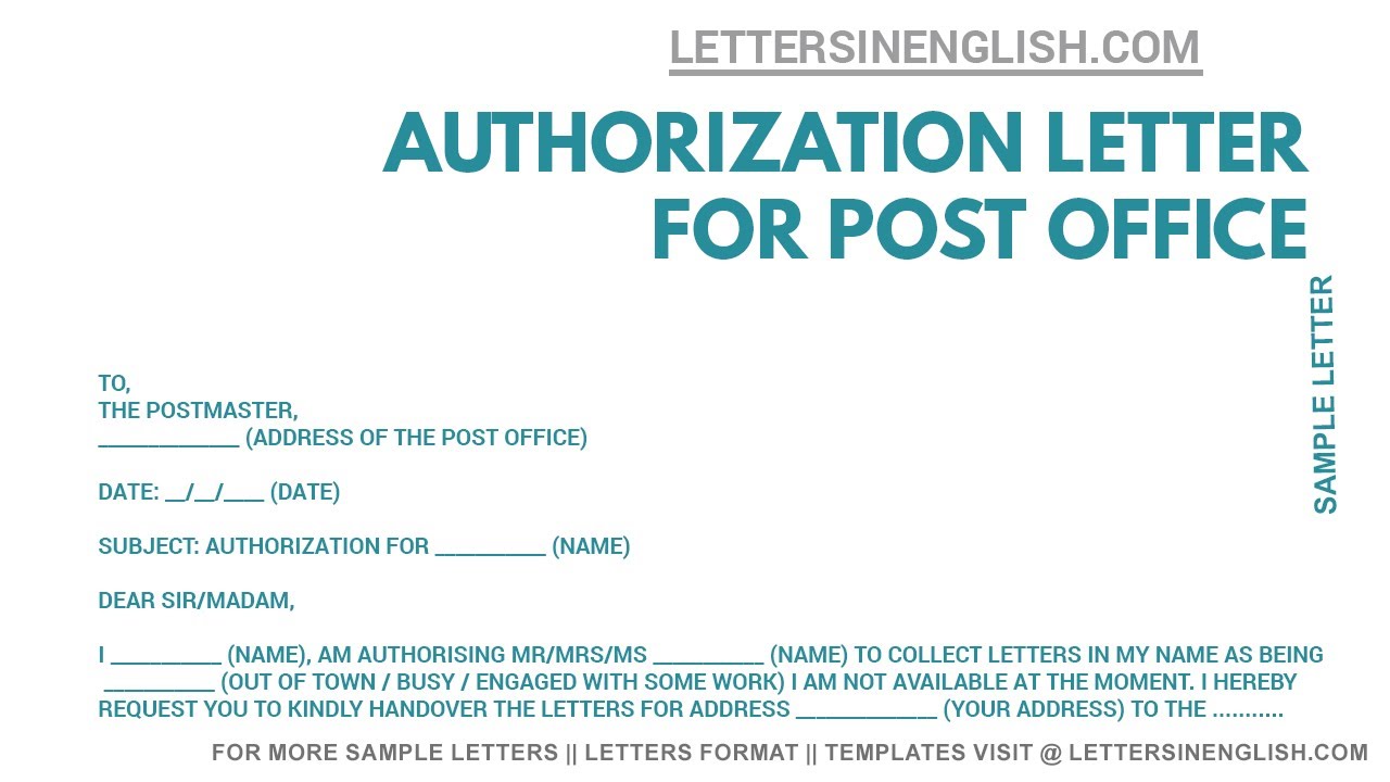 Authorization Letter For Post Office - How to Write Authorization Letter to Post Office