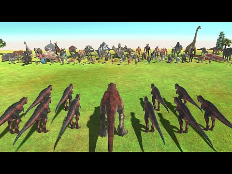 T-REX WITH 10 CARNOTAURUS VS FACTION - Animal Revolt Battle Simulator