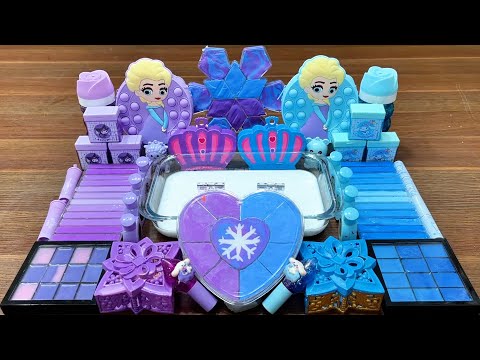 PURPLE vs BLUE FROZEN I Mixing random into Glossy Slime I Relax with videos✨