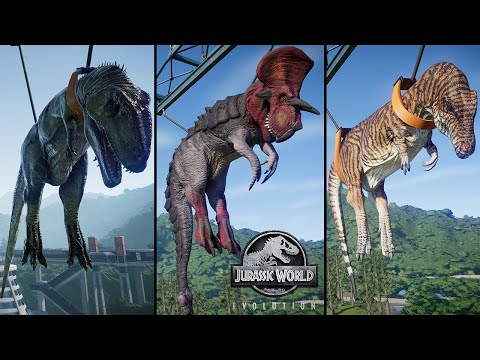 Ultimasaurus vs Tiger Acrocanthosaurus Eating Humans Dinosaur Colors Jurassic World Evolution