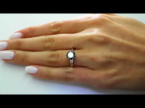 Solitaire Round Cut Black Diamond Engagement Ring in White Gold (MVSB0033-W)
