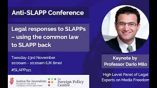 Day 2, Keynote: Legal responses to SLAPPs – using the common law to SLAPP back video
