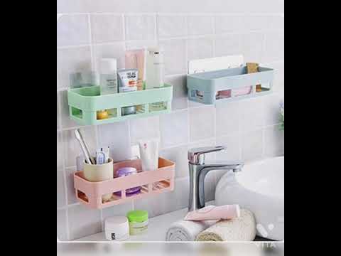 Plastic kitchen bathroom shelf wall holder