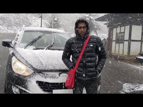 A snow full  drive to dochula pass Thimphu Bhutan