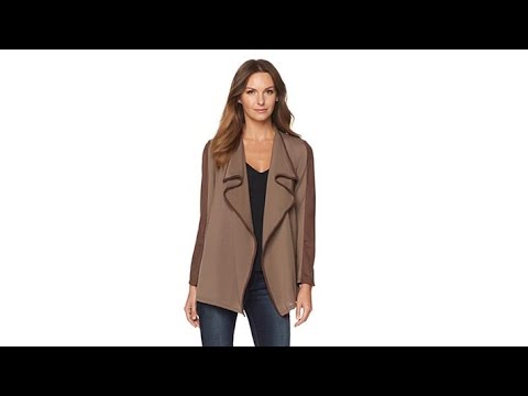 Rhonda Shear Knit Wrap with Faux Suede Trim