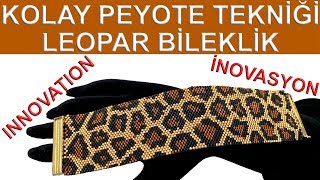 Kolay peyote tekniği leopar desen bileklik 30 boncuk