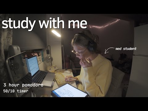 3 HOUR STUDY WITH ME | real-time cozy productivity, 50/10 Pomodoro 💛