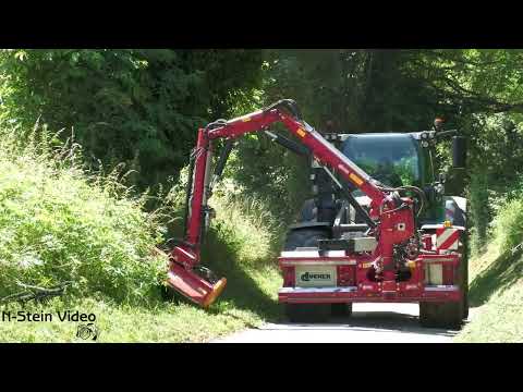 4K Straßenrand Gras mähen / mulchen - Fendt Kommunal Traktoren & Mulcher  Straßenbegleitgrün pflegen