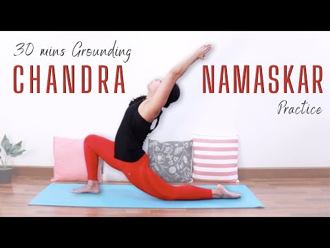 Chandra Namaskar Practice | 30 Mins Grounding Moon Salutation Yoga Routine with Asanas + Pranayama