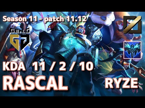 【韓国サーバー/C1】Gen.G Rascal ライズ(Ryze) VS ヤスオ(Yasuo) MID - Patch11.12 KR Ranked【LoL】