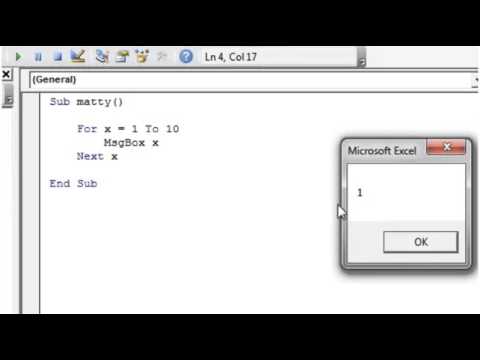 Excel 2010 VBA Tutorial 20   FOR Loops 360p