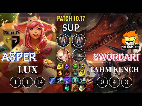 GEN Asper Lux vs SN SwordArt Tahm Kench Sup - KR Patch 10.17