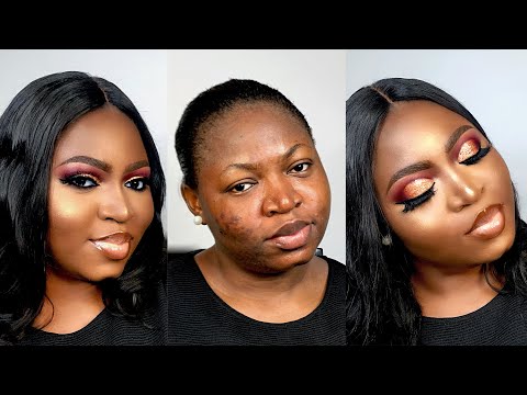 BARE TO GLAM MAKEUP TUTORIAL | GLITTER SEMI CUT CREASE EYES + NUDE LIPS