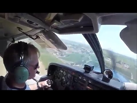 Cockpit view of Engine Failure on skydiving plane