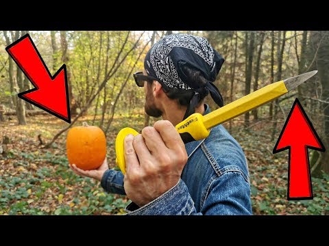 That's NOT for Throwing But Will it Stick? (Sharp Tools vs Pumpkins)