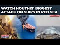 Watch Houthis' Biggest Attack On Ships In Red Sea| 21 Drones, Missiles Fired By Rebels Shot Down
