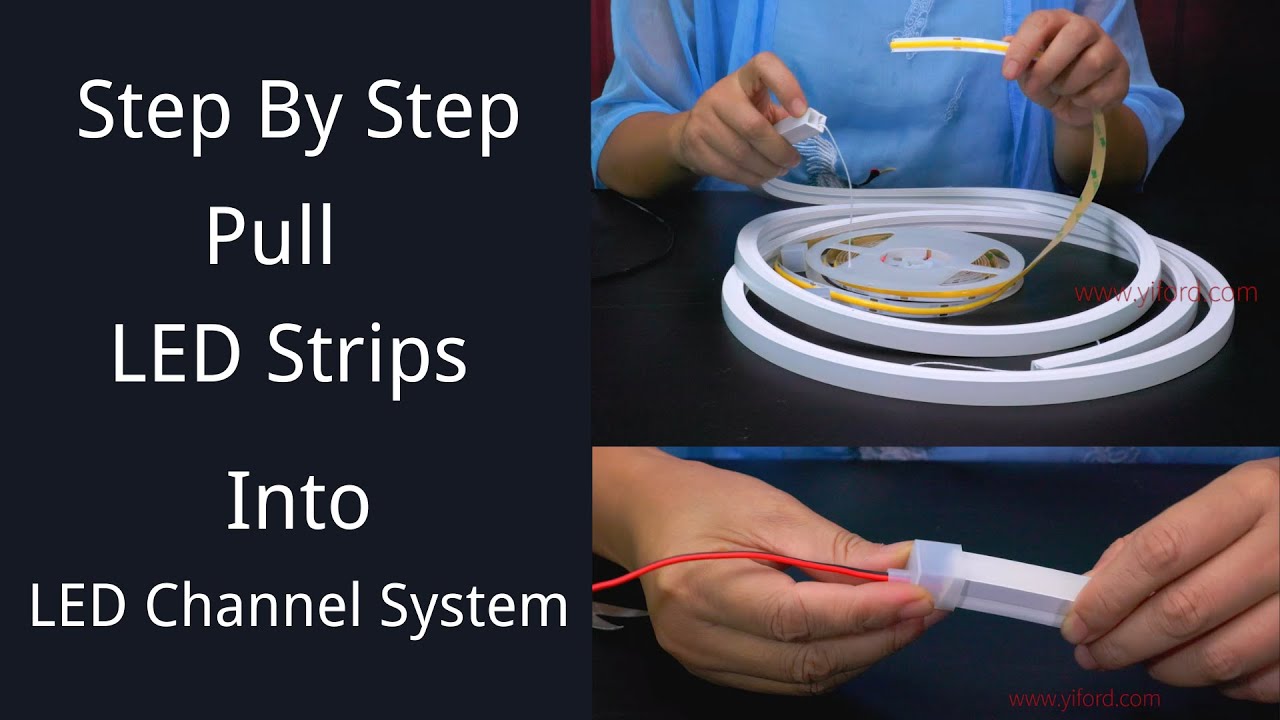 pull the led light strip into the led channel system