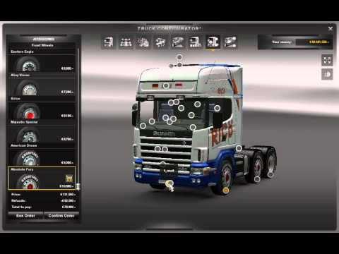 Euro Truck Simulator 2 HD Scania 164L with Tunings and Interior