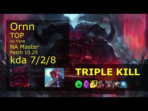 Ornn vs Yone Top - NA Master 7/2/8 Patch 10.25 Gameplay