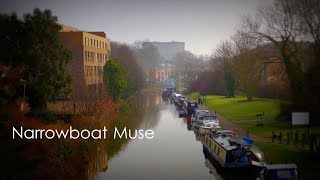 Narrowboats on the Nottingham canal at Castle Marina, England