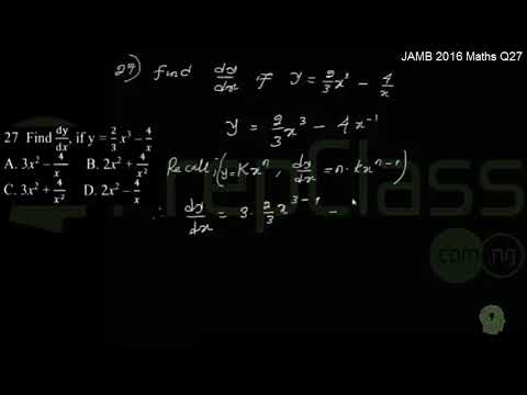 Differentiation - JAMB 2016 MATHS Question 27