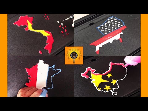 Pancake Art | National Map & Flag | Vietnam | USA | France | China | RN - Pancake Art