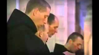Monks singing Gregorian Chant in a Catholic Benedictine Seminary