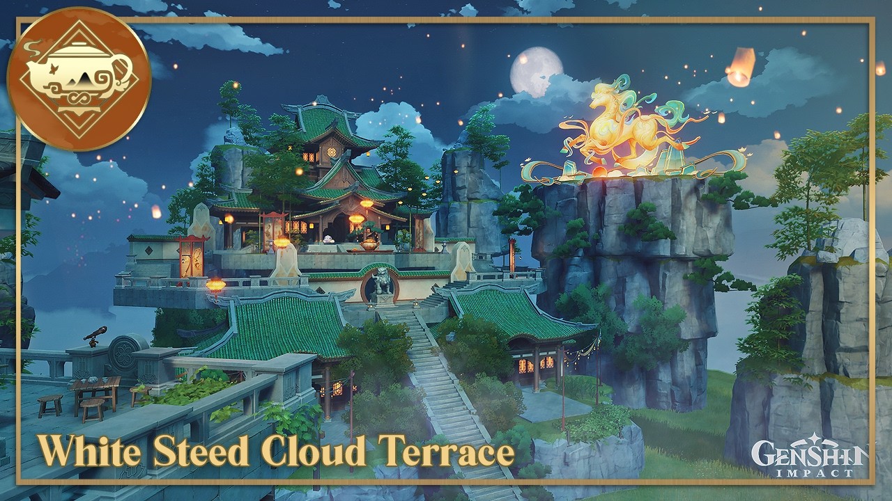 🌕🐎 White Steed Cloud Terrace | Serenitea Pot | Genshin Impact | 原神