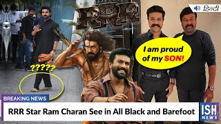 RRR Star Ram Charan See in All Black and Barefoot