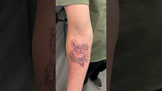 Too slick to skip — this fine line anime frog tattoo comes with style and a smoky twist.