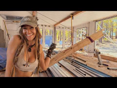 I turned trees from my homestead into these timber posts for my container house!