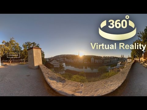 Sunrise View From Lindenhof - Zurich, in Virtual Reality - 360 degrees videos