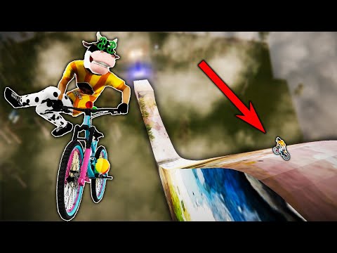 BIKING OFF THE BIGGEST MEGA RAMP EVER! (Descenders)
