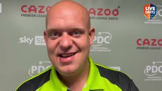 Michael van Gerwen on AIM to equal Phil Taylor's PL record: “Of course that's extra motivation”