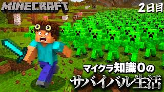 【マイクラ】０からはじめる初心者マインクラフト サバイバル生活 2日目【Minecraft】【Java版】