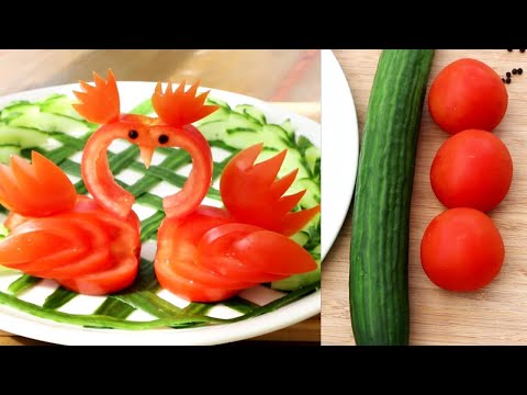 Super Salad Decoration Ideas -Tomato & Cucumber Carving Garnish