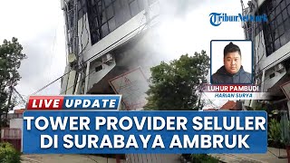 Tower Provider 15 Meter Ambruk dari Atap! Gegerkan Warga di Kawasan Sekolah Perhotelan Surabaya
