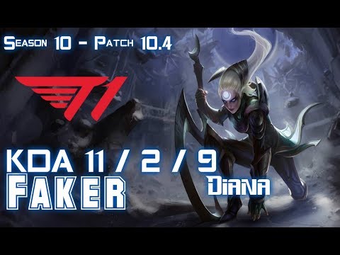 T1 Faker DIANA vs ORNN Mid - Patch 10.4 KR Ranked