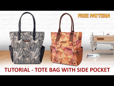 DIY Tote Bag with Side Pocket - Free Pattern and Tutorial - Cara membuat tas kantong samping