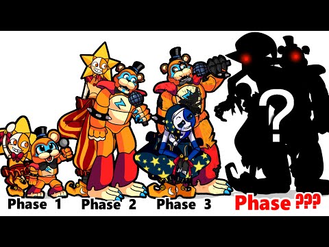 FNF comparison Battle Surise & Moondrop VS Glamrock Freddy fnaf - ALL Phases of fnf Characters