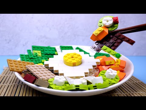 먹방 Eating Real Lego Food Bibimbap Recipe 비빔밥 - Korean Mixed Rice ASMR Eating Sound Videos Satisfying