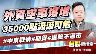 外資空單爆增、35000點汲汲可危#中東戰情#期貨#選股不選市｜小武哥投資事務所｜陳武傑 (圖)