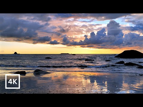 4K Ruby Beach Sunset | Olympic National Park | Crashing Waves for Sleep & Study | Nature Sounds
