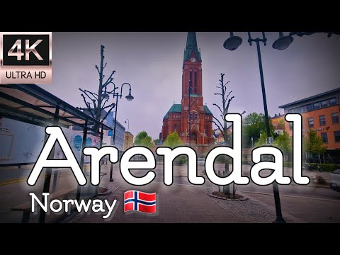 Let's virtually walk around amazing Arendal city center in 4K!