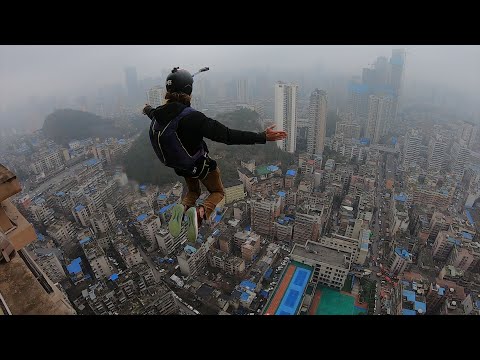 BASE jumping urban day blaze