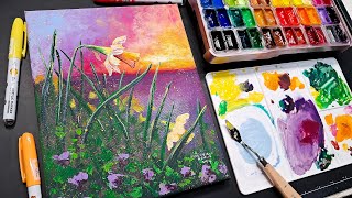 Daffodil Meadow in Acrylics LIVE 12pm ET