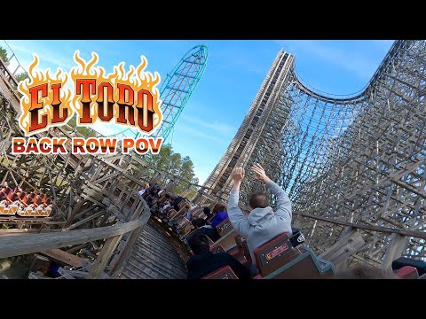 El Toro Back Row POV Six Flags Great Adventure Intamin Wooden Roller Coaster